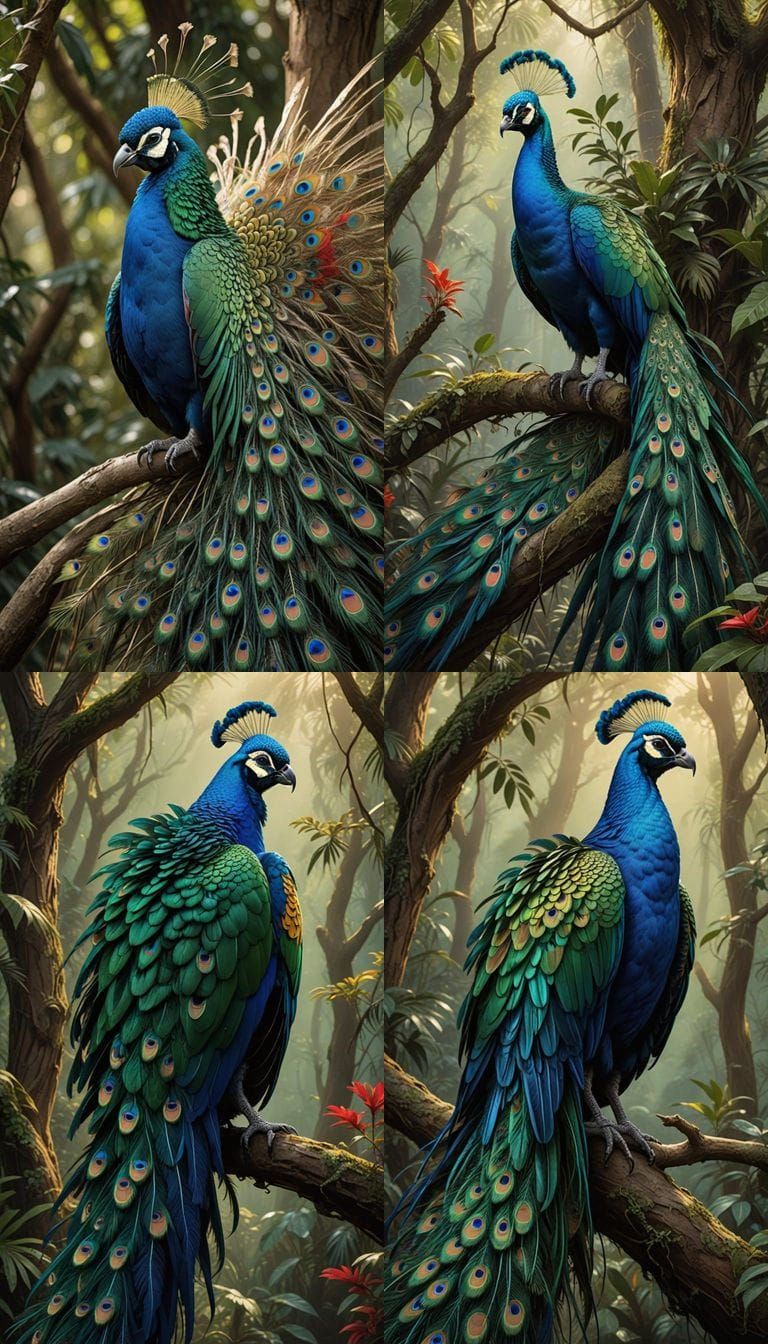 Iridescent Avian Hybrid in Vibrant Rainforest