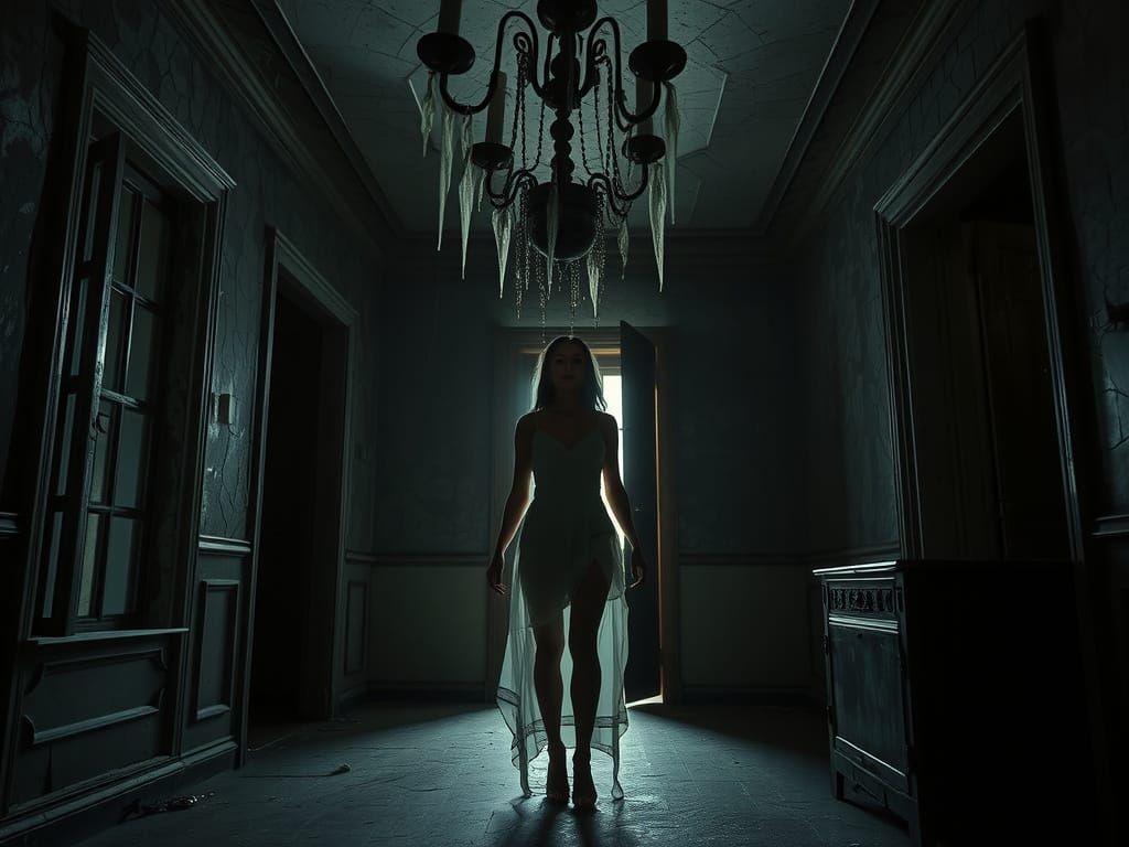 Atmospheric Horror Scene in a Dark, Rundown House