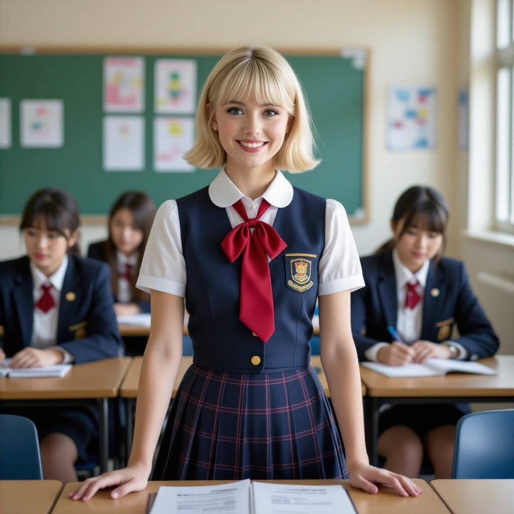 Cinematic Portrait of a Cheerful Student in Classroom