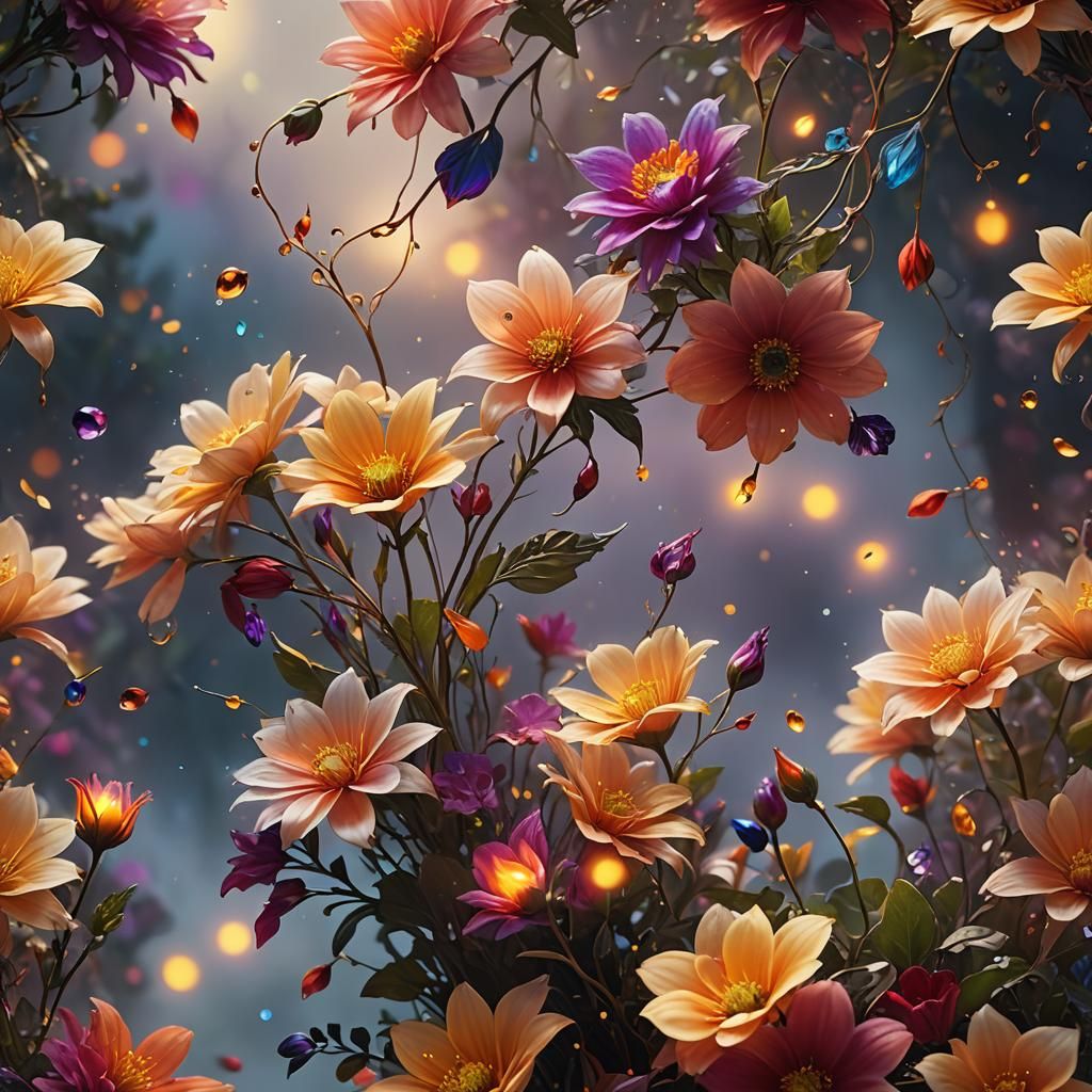 Flowers Bloom in Mid-Air: A Fantasy Concept