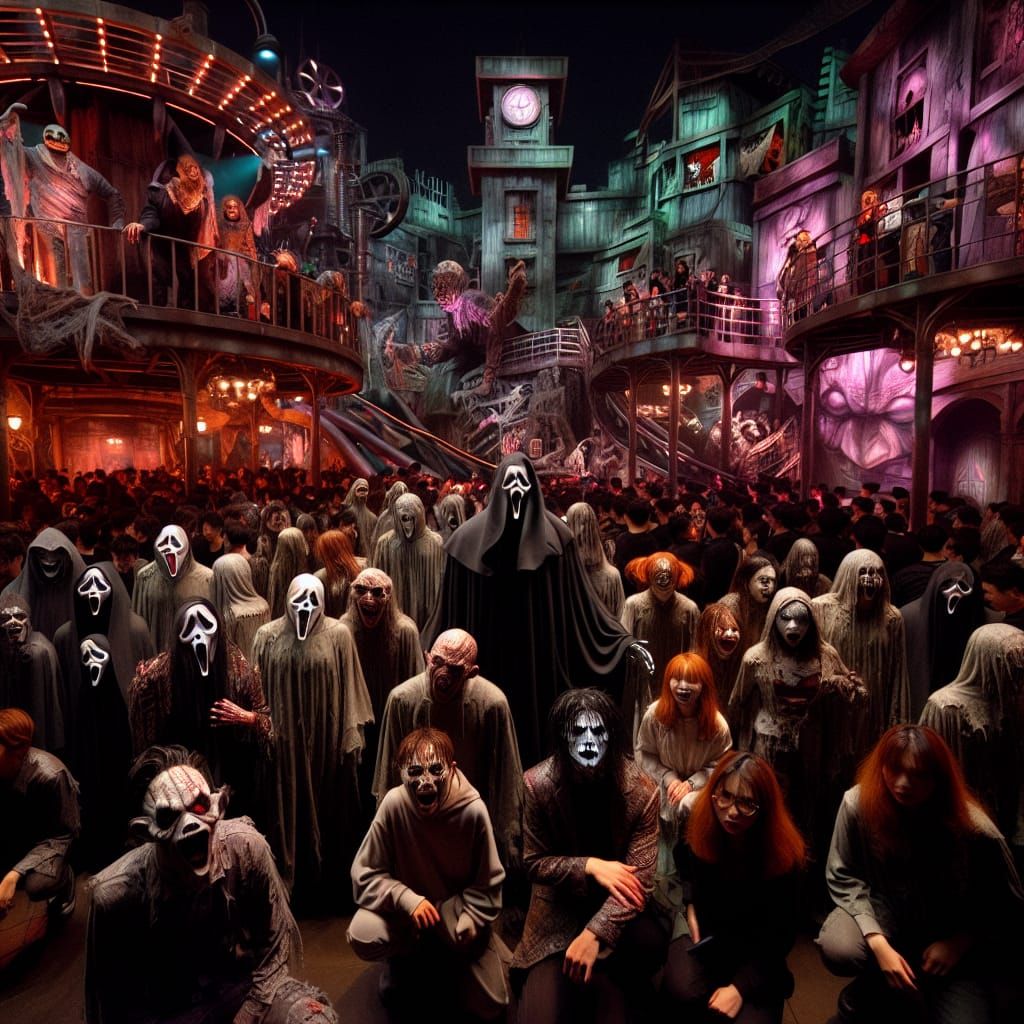 Eerie Horror Movie Theme Park Halloween Scene