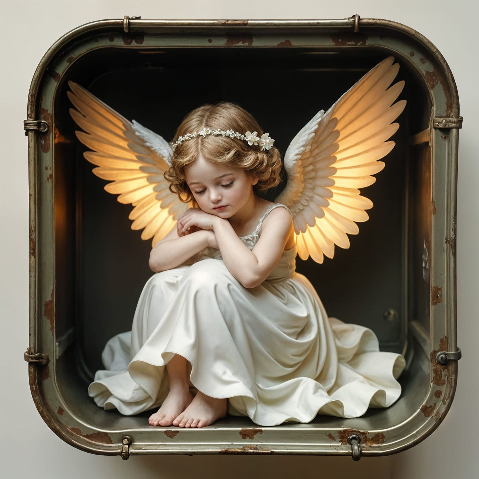 Miniature Angel in Sardine Can: Digital Painting