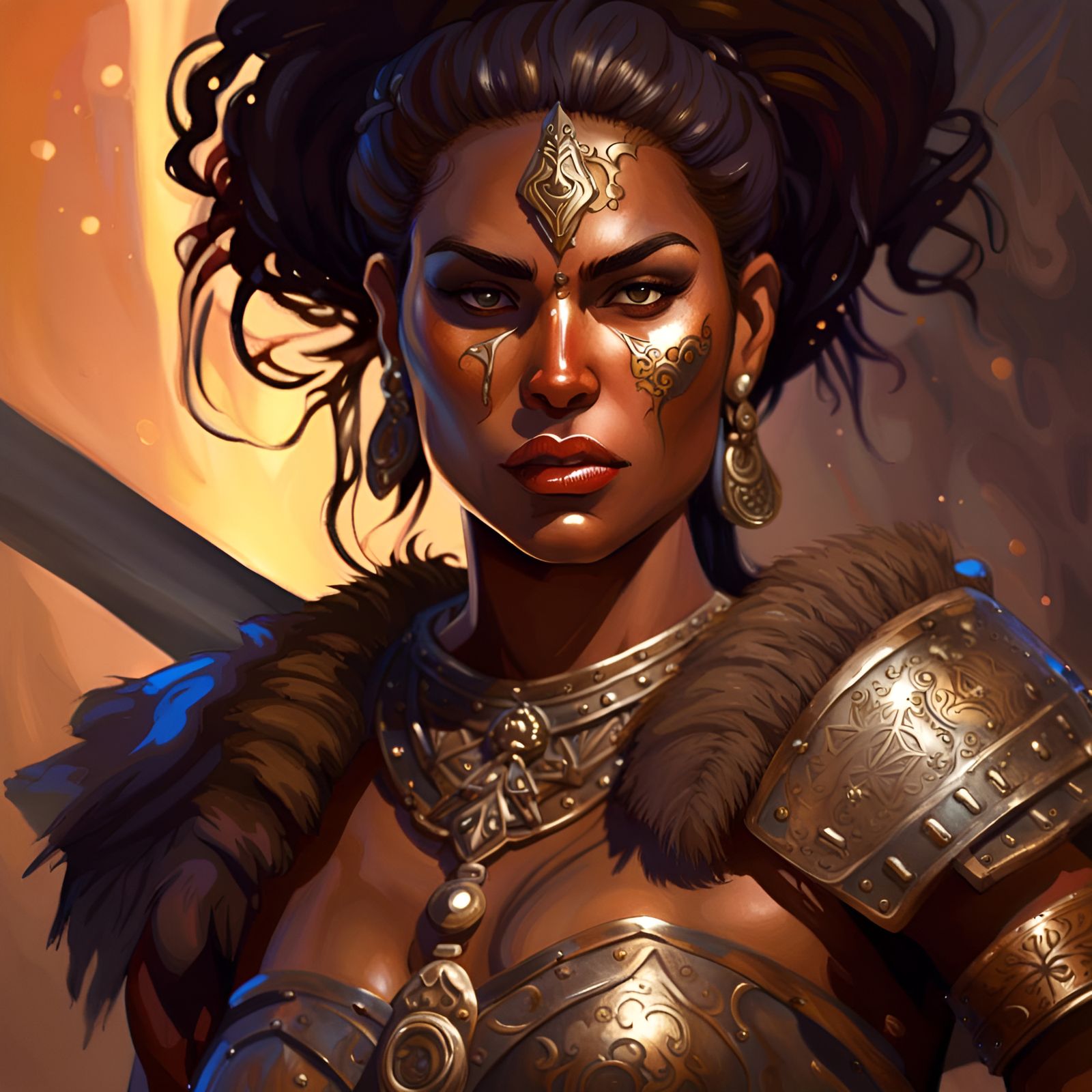 Hyperrealistic Warrior Princess in Bavarian Style