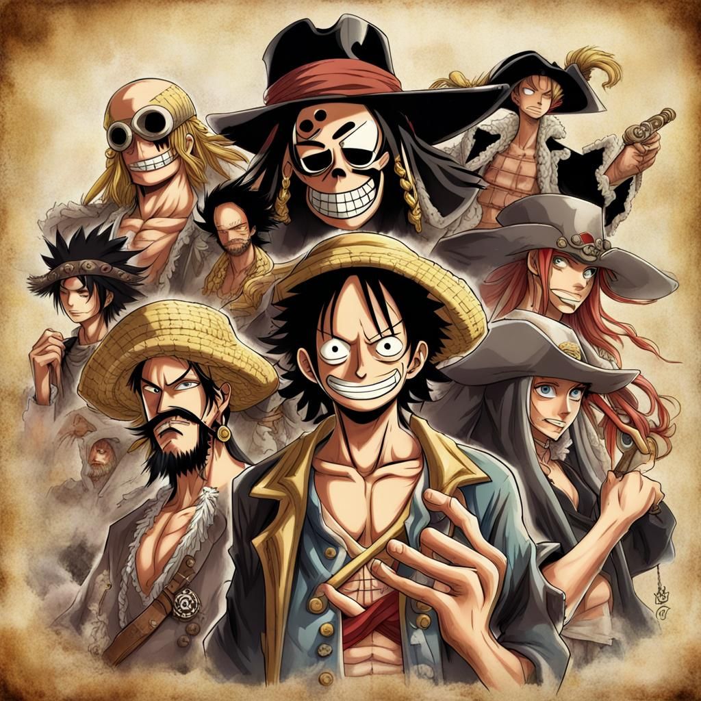 One Piece and Pirates Crossover Art