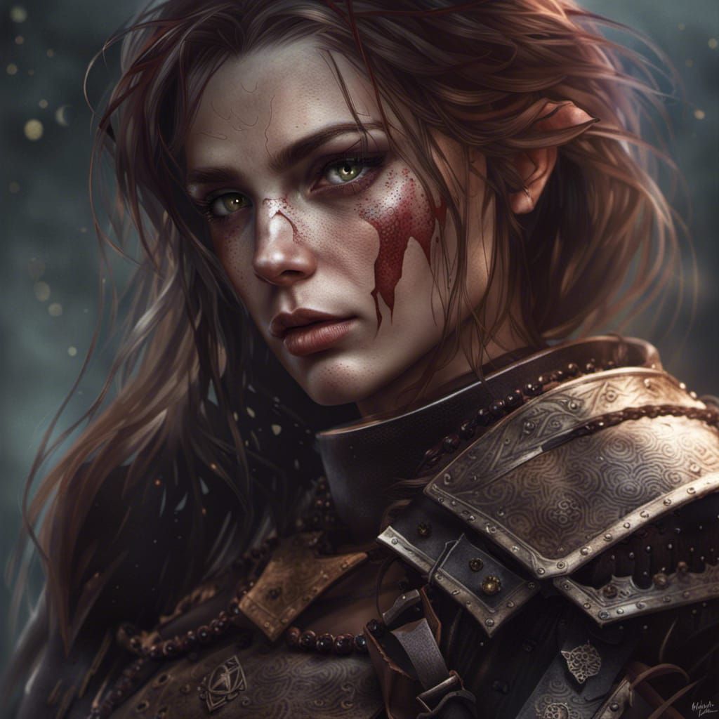 Female Elf Witcher in Dark Fantasy Style
