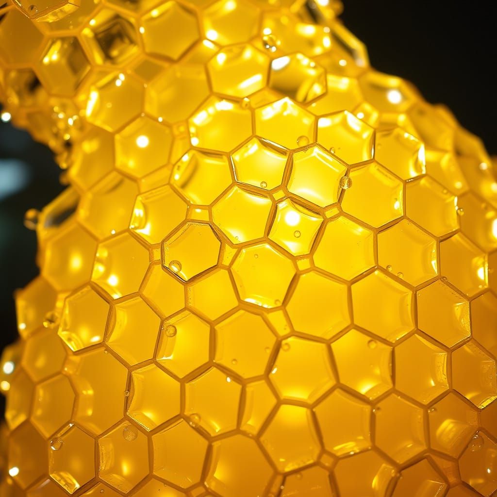 Glass Honeycomb Dripping Honey in Artistic Style
