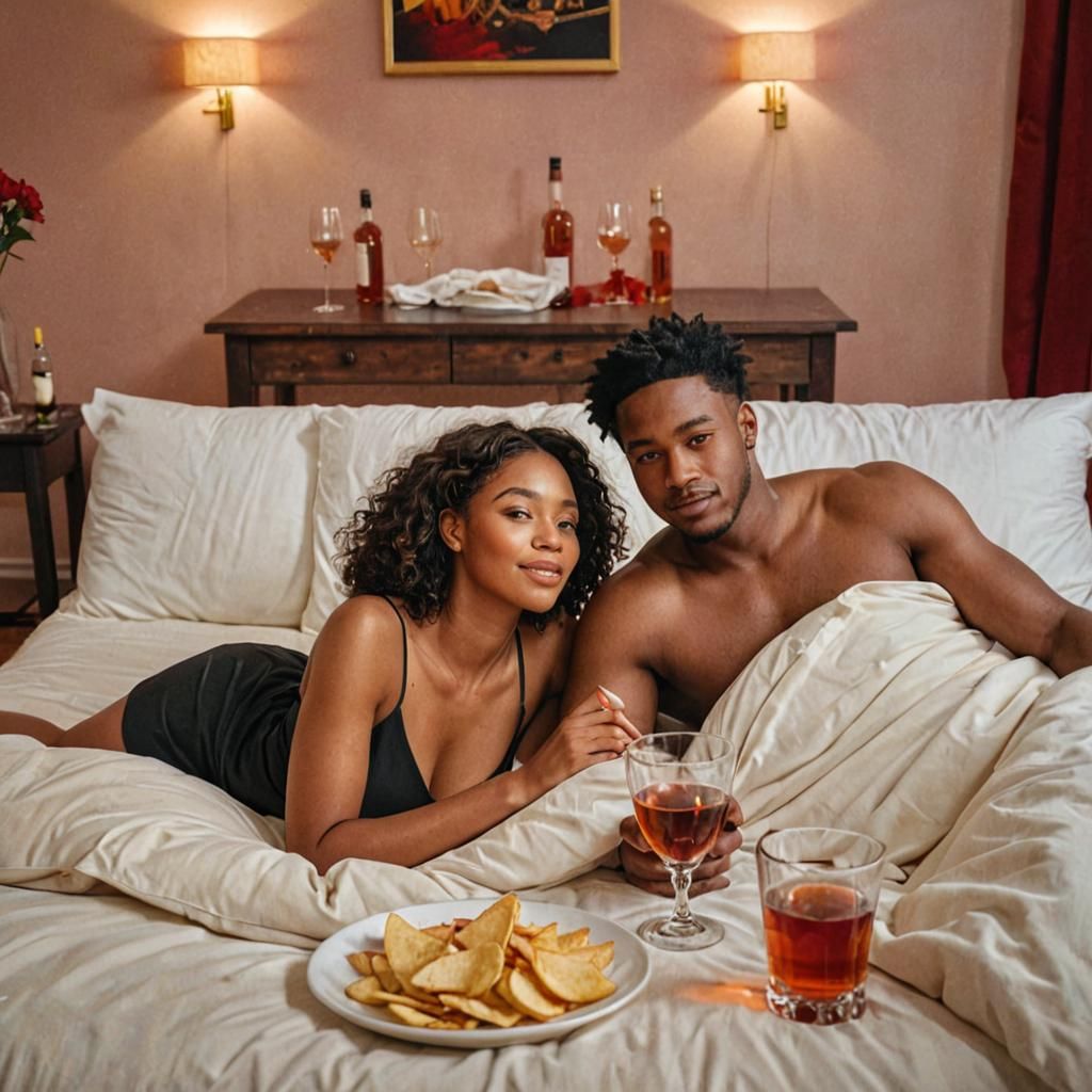 Luxurious Black Couple in a Romantic Atmosphere