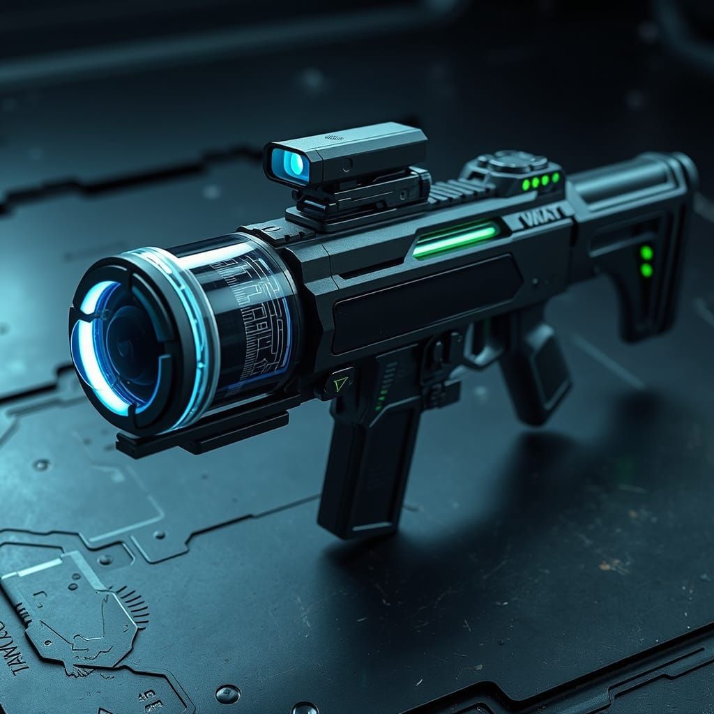 Sleek Modular Plasma Rifle in Dark Metallic Hues