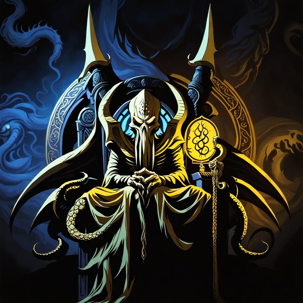 Eldritch God Hastur on Dark Throne