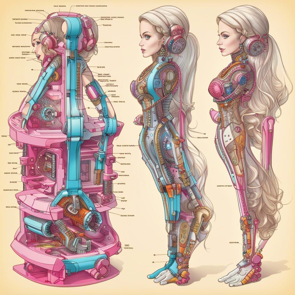 Biomechanical Barbie Doll: Technical Schematics