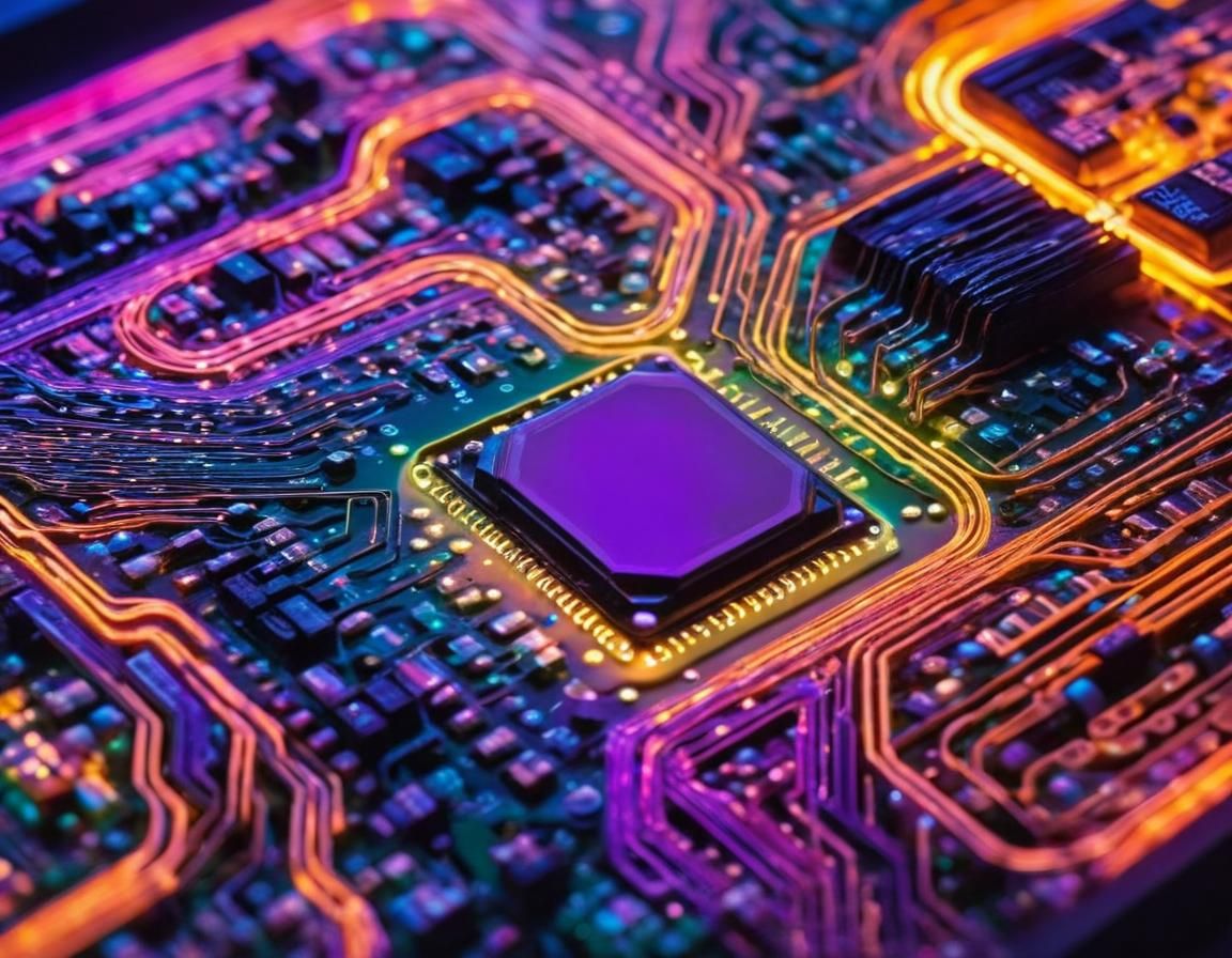 Futuristic Circuit Board Macro Photography at Magic Hour