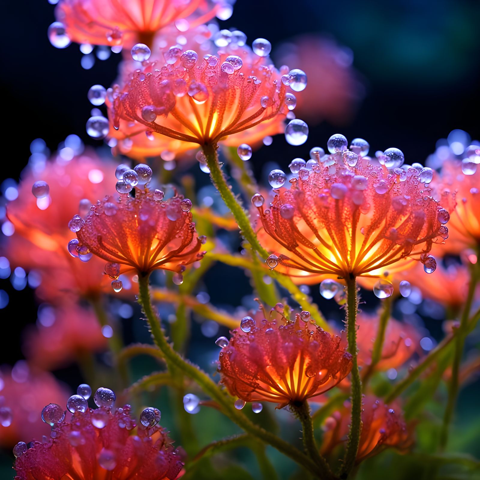 Microscopic Magic Plant Blooms in Glowing Fluorescence
