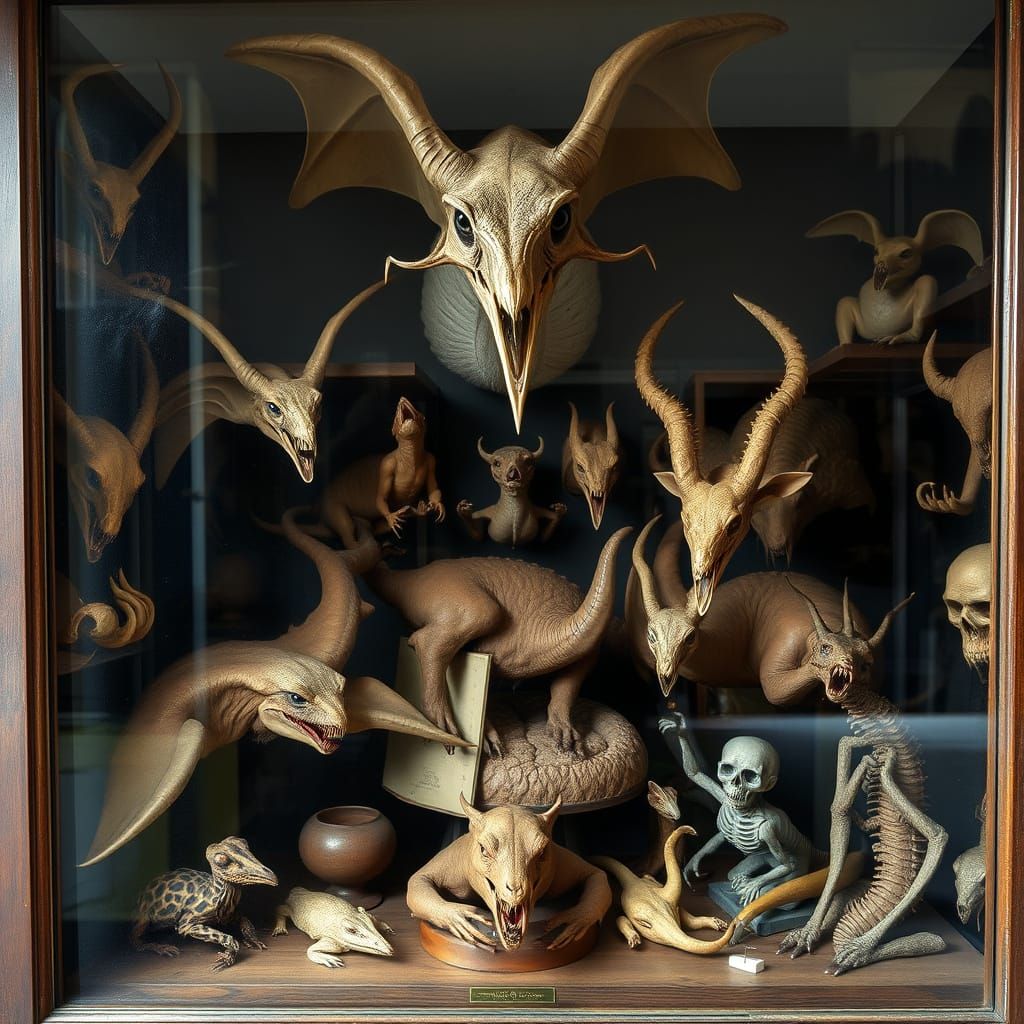 Northern Renaissance Curiosities in a Cryptid Taxidermy Muse...