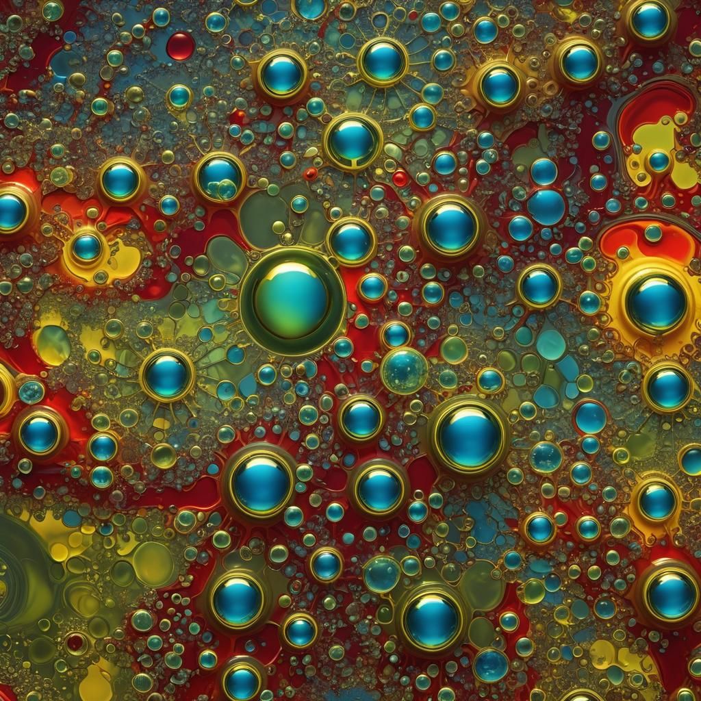 Abstract Fractal Art with Bubbles and Iridescent Colors
