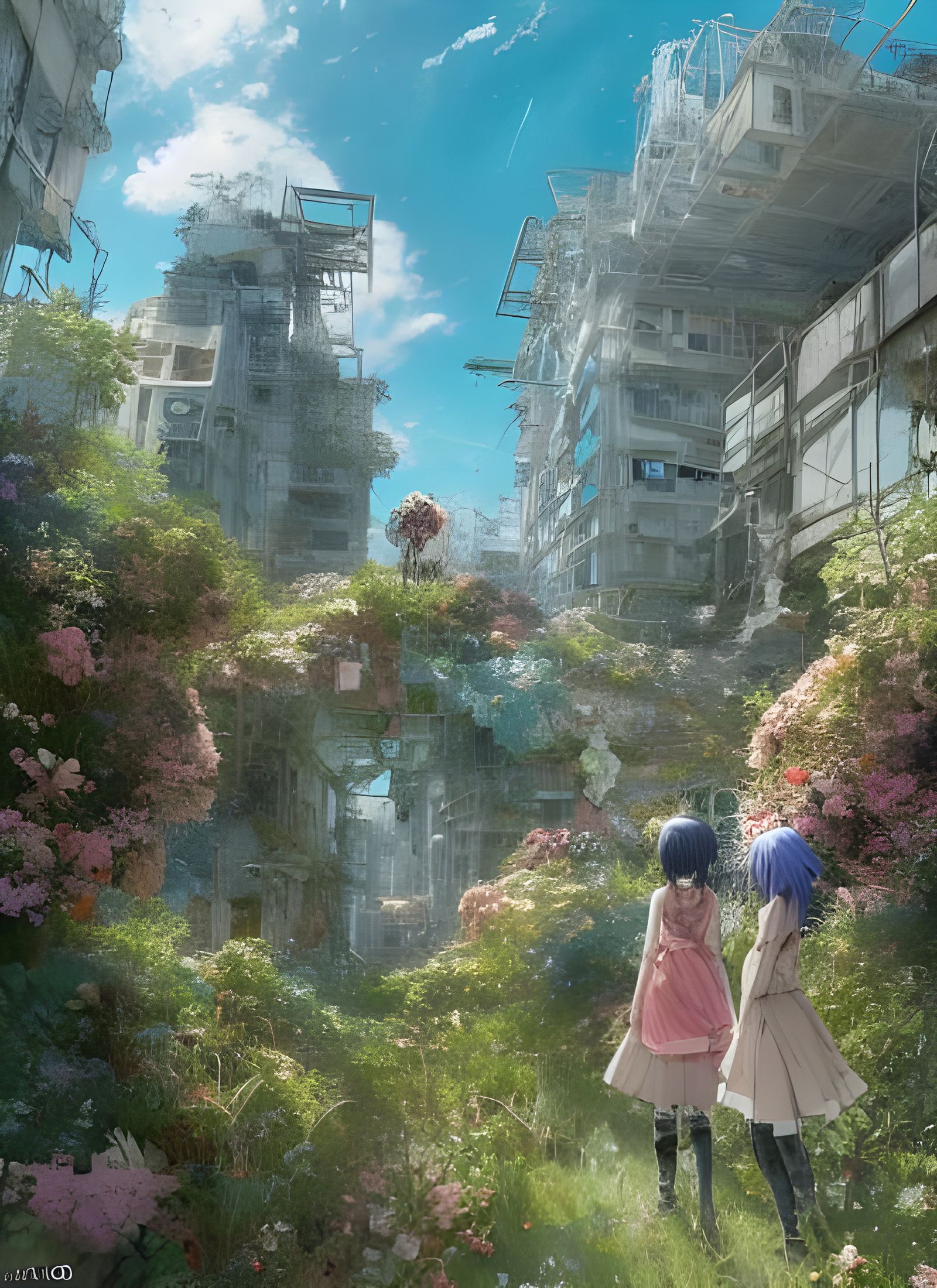 Girls in Overgrown Post-Apocalyptic City Ruins