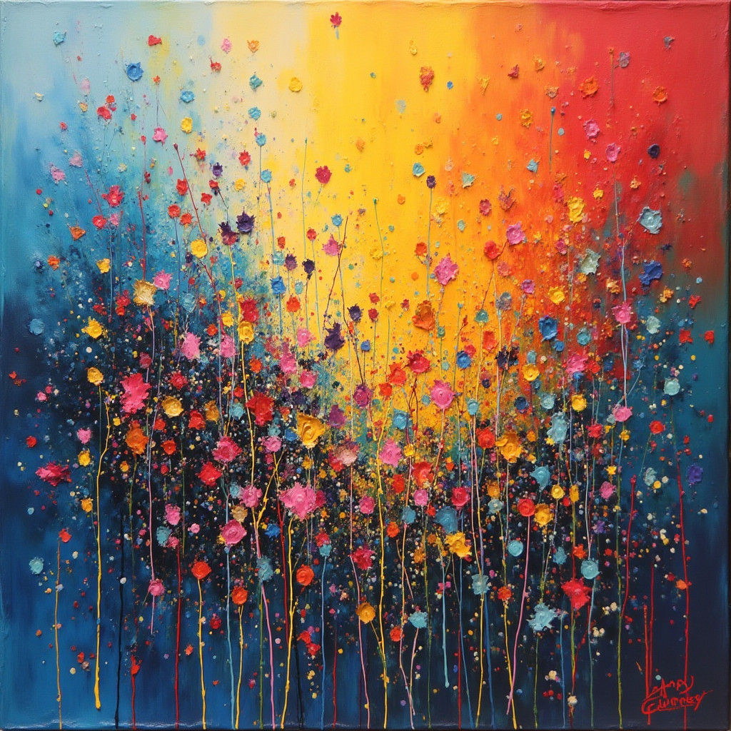 Abstract Oil Painting with Spontaneous Brushstrokes