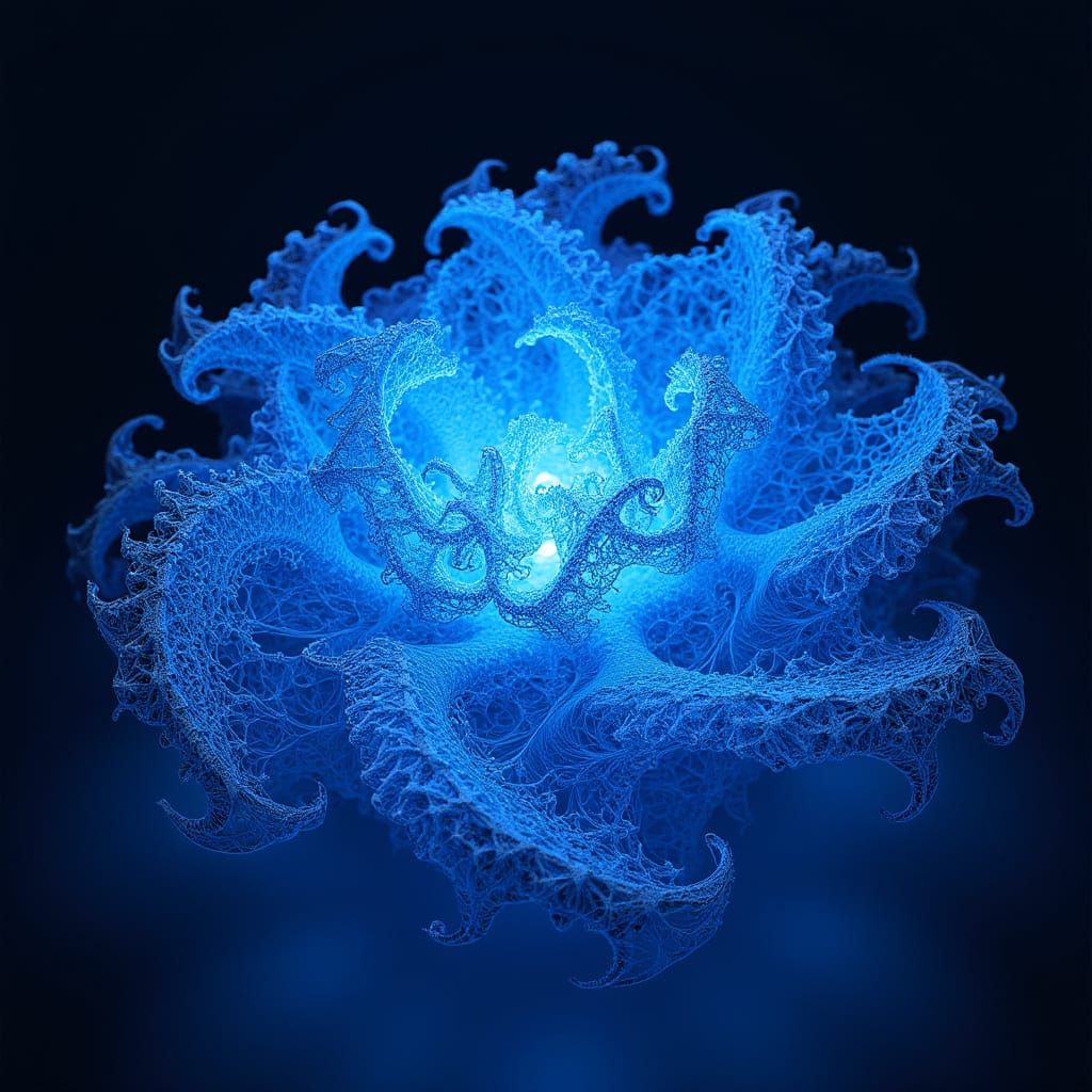 Electric Blue Fractal Bloom in Deep Space