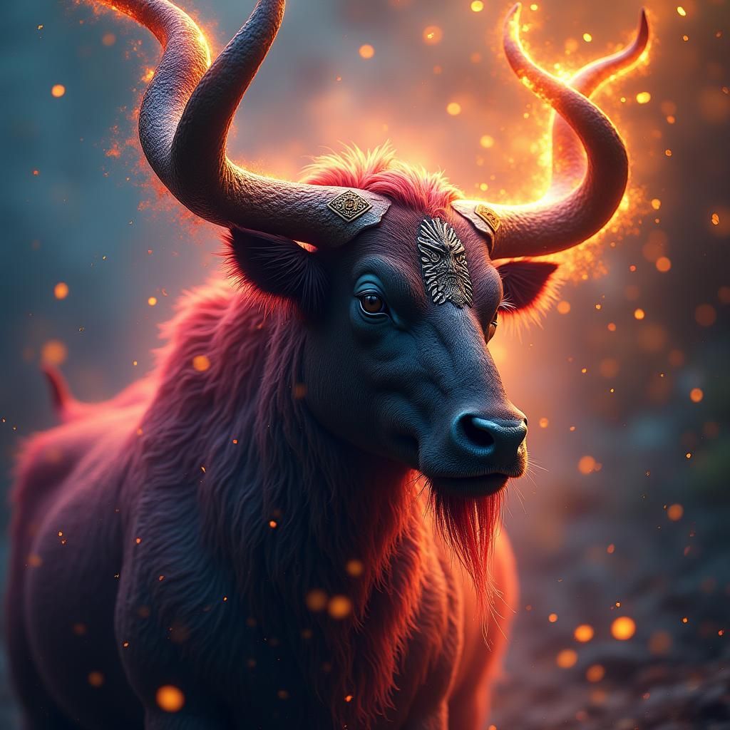 Majestic Female Minotaur with Elemental Runes