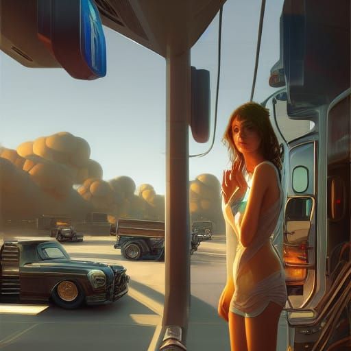 Realistic Florida Truck Stop Digital Painting