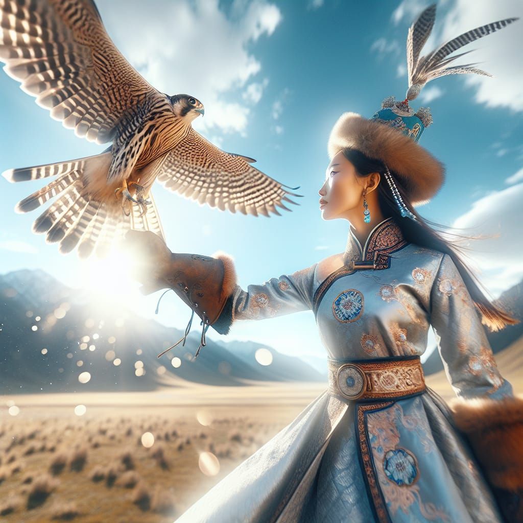Mongolian Falconer in Digital Matte Painting