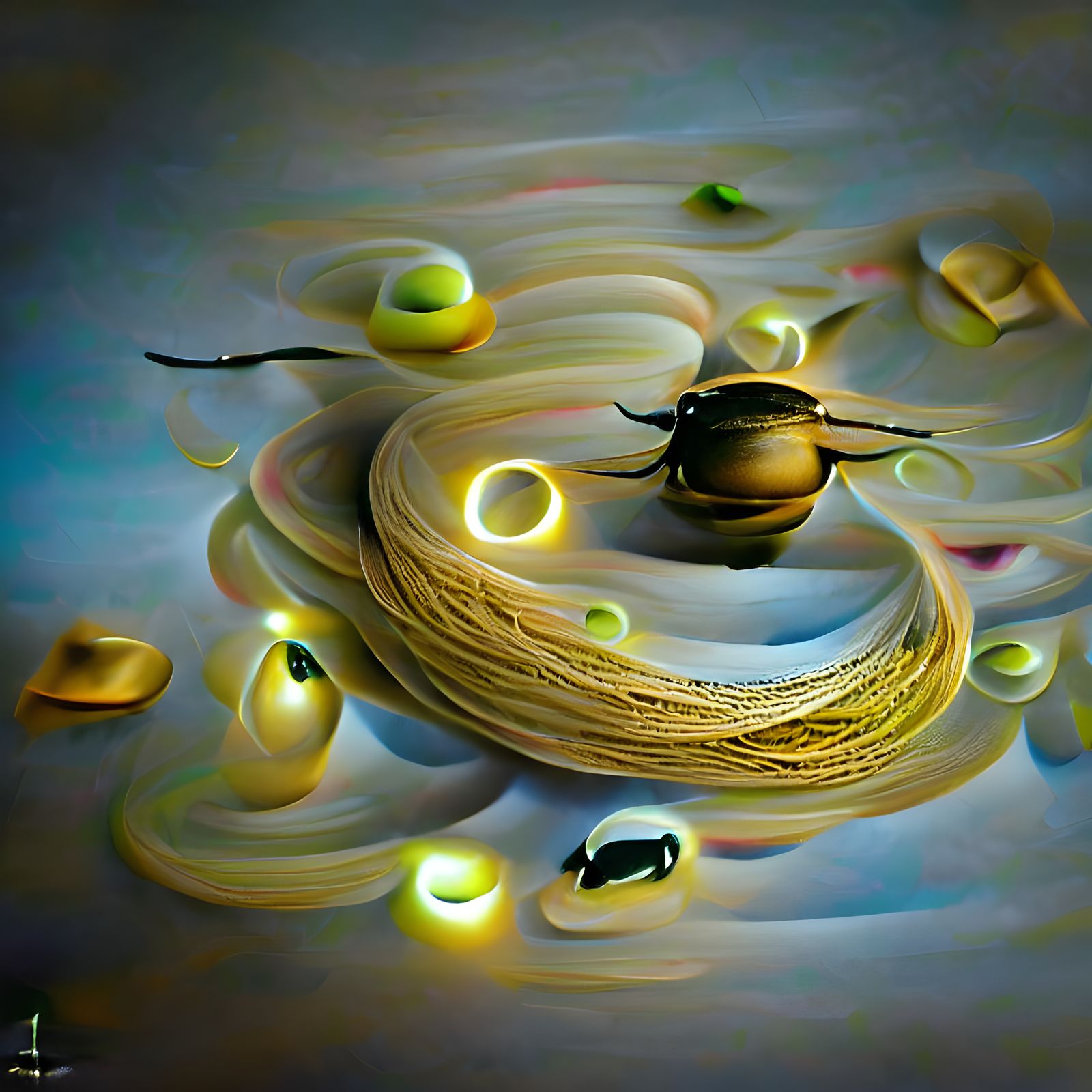 Saturn's Firefly Rings: Abstract Hyperrealism in 8K