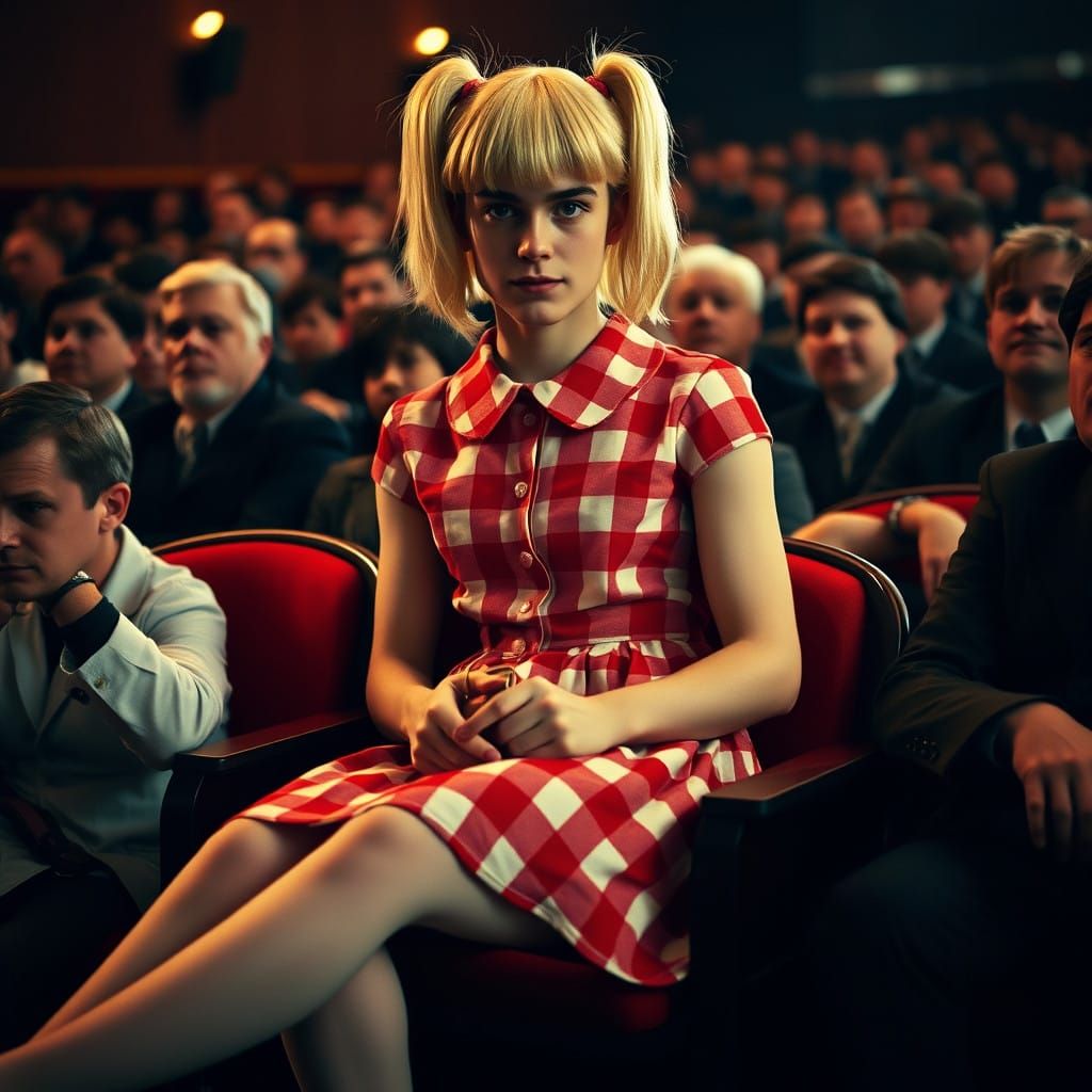 Androgynous Young Man in Feminine Dress, Confidently Seated...