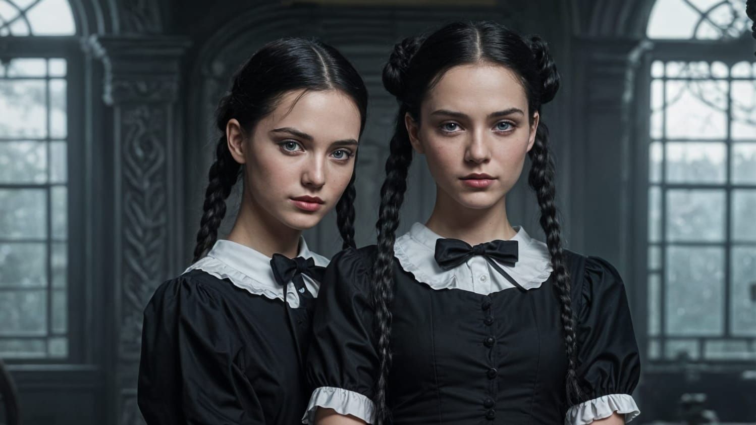 Gothic Goddess in Antique Black Dress