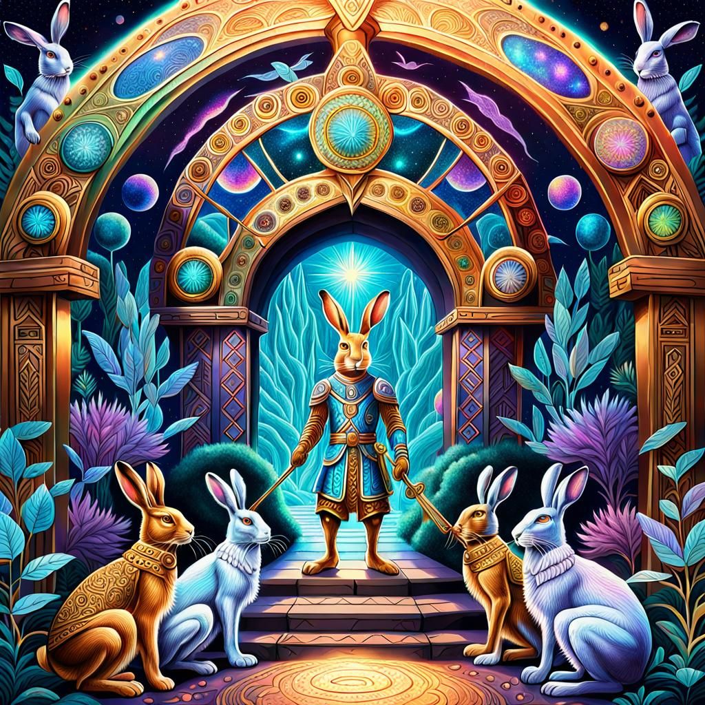 Hare Kingdom Entrance: Holographic Astral Illustration