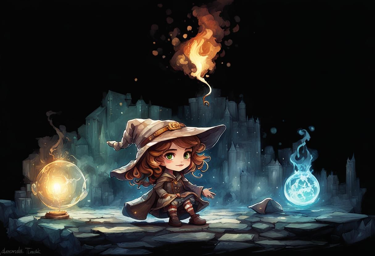 Steampunk Chibi Sorceress in DreamWorks Style