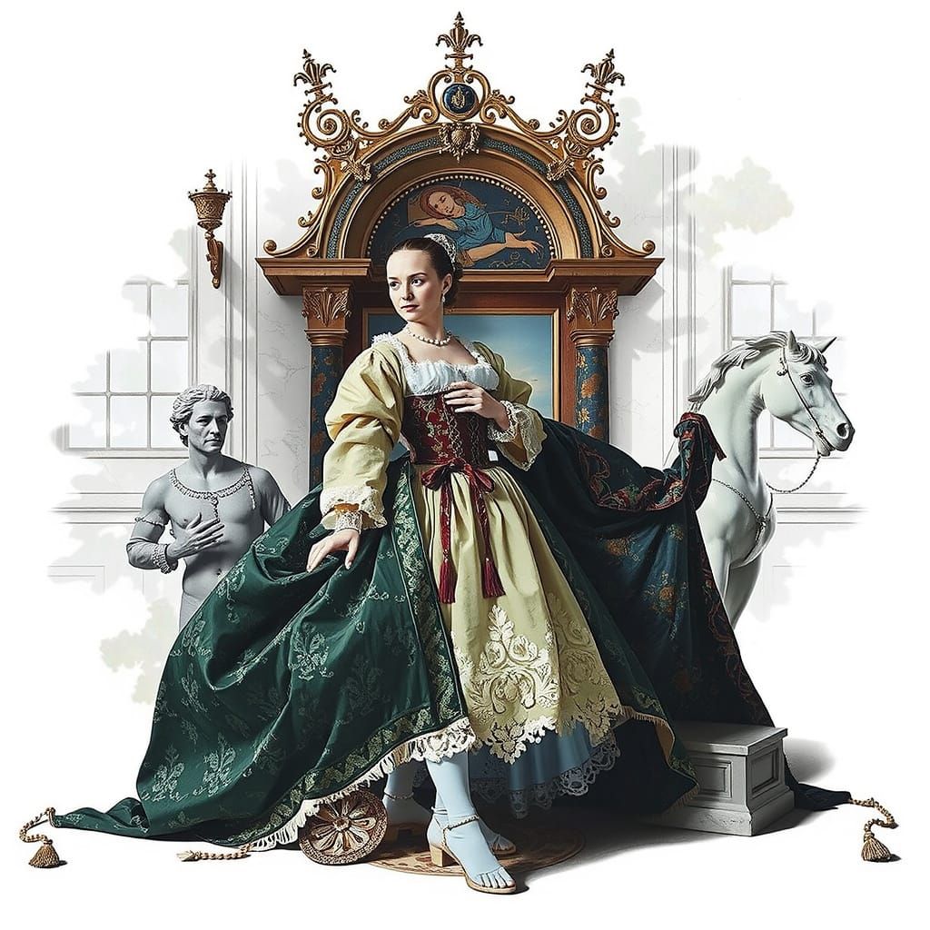 Renaissance Lady in Lavish 16th Century Attire