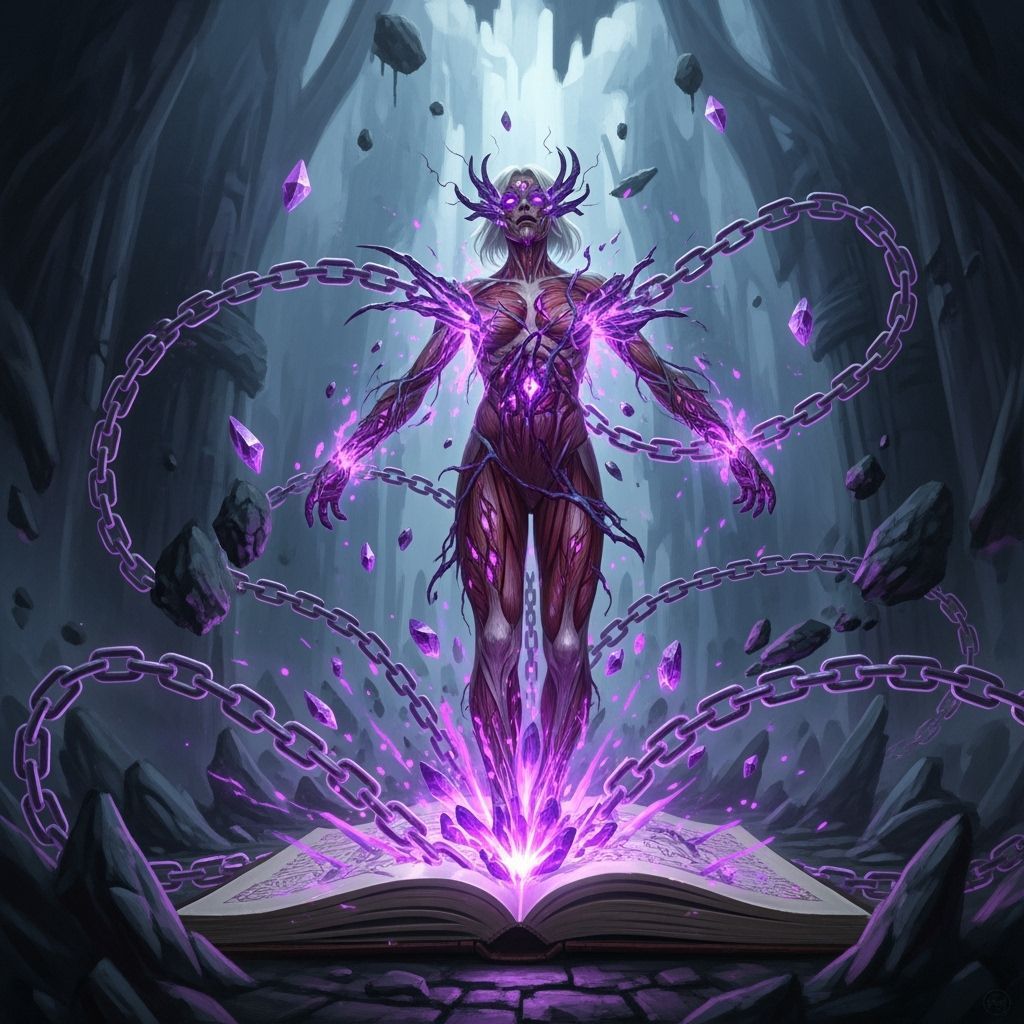 Void Grimoire: Siphon Fetters Spell, Dark Fantasy Art