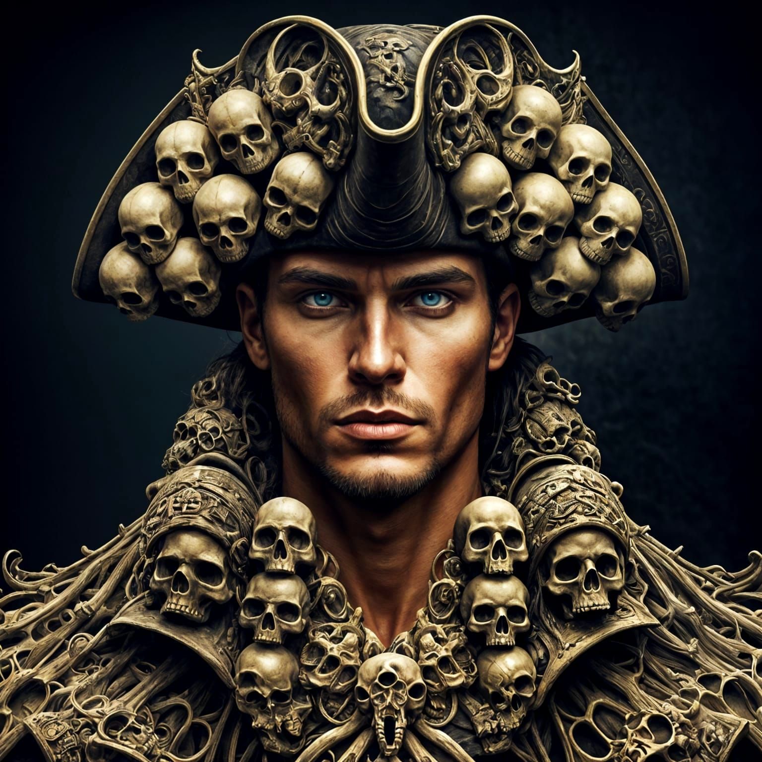 Pirate Captain with Skull-Adorned Hat