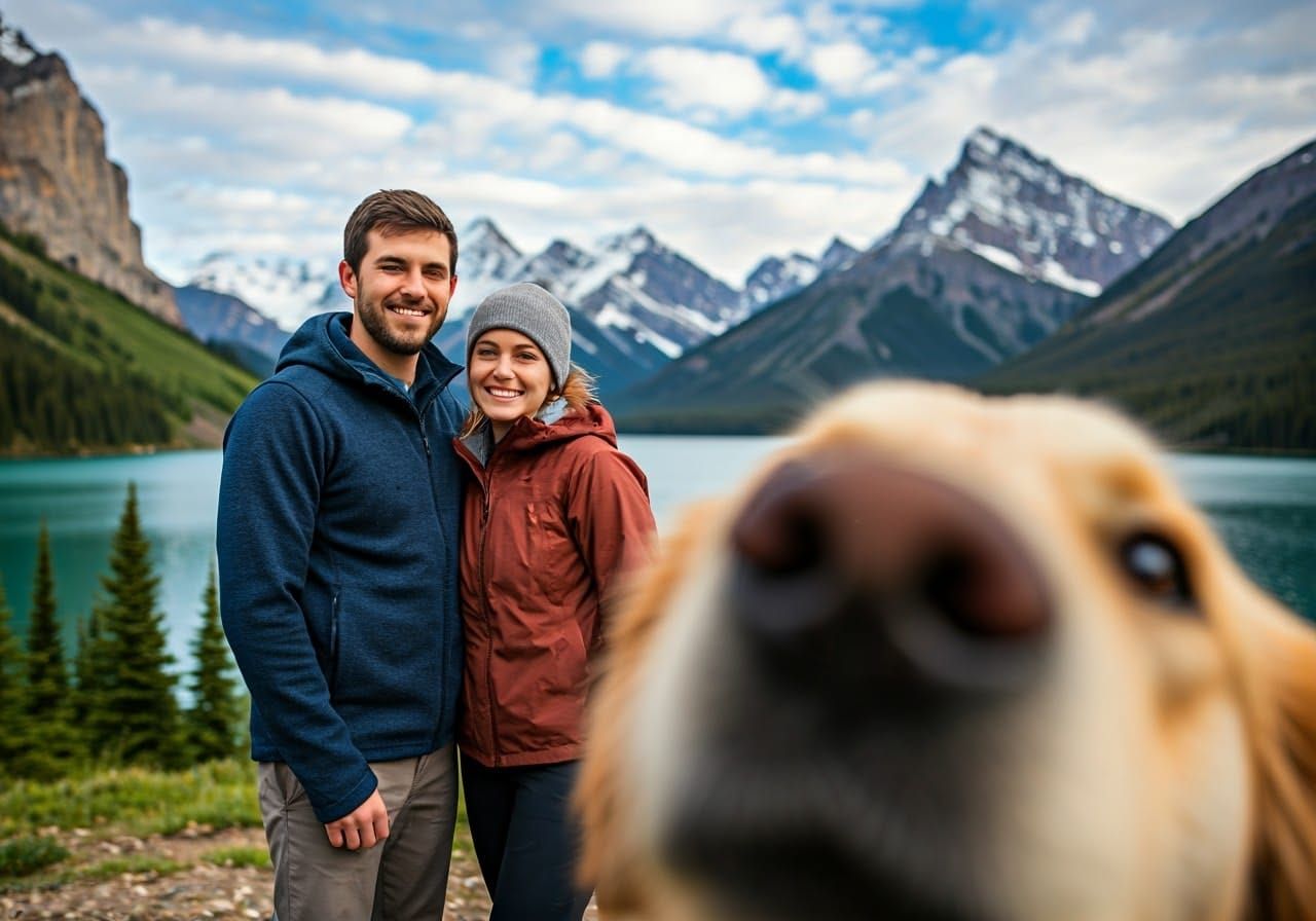 Golden Retriever Photobomb at Mountain Vista