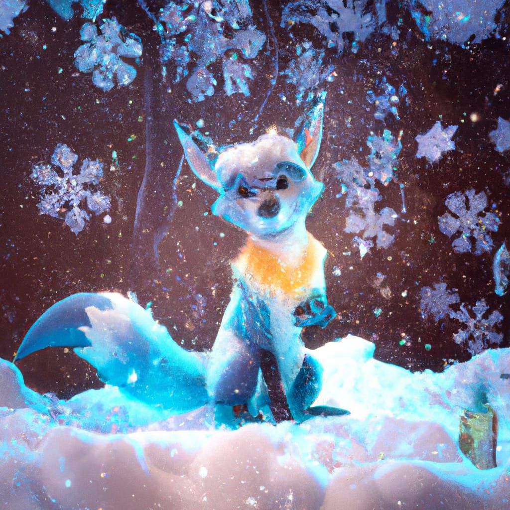 Snow Fox with Crystalline Candy: Art Nouveau Style