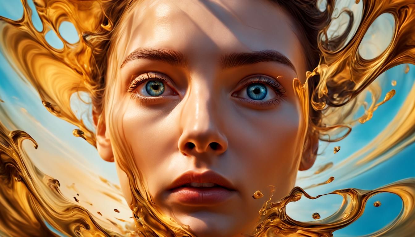 Surreal Woman's Face Melts in Dreamlike Vortex