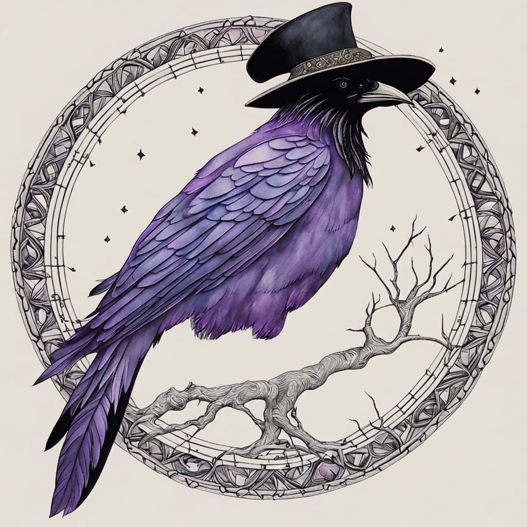 Whimsical Witch at Canyon's Edge in Watercolor