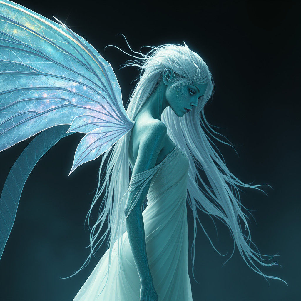 Ethereal Alien Woman with Bioluminescent Hair