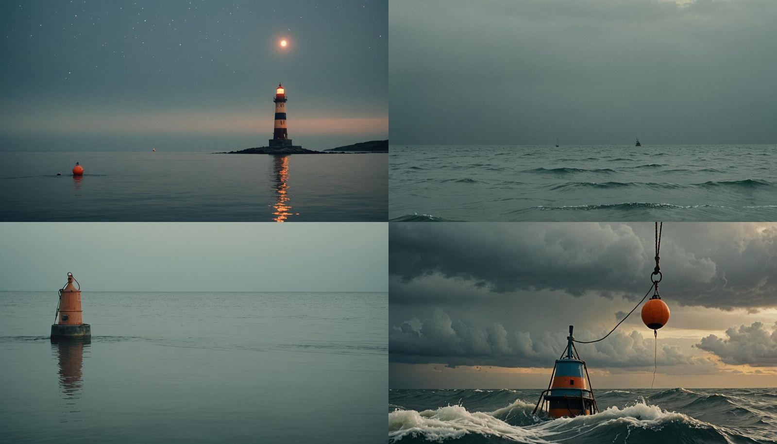 Cinematic Buoy Film Still in Atmospheric Lighting