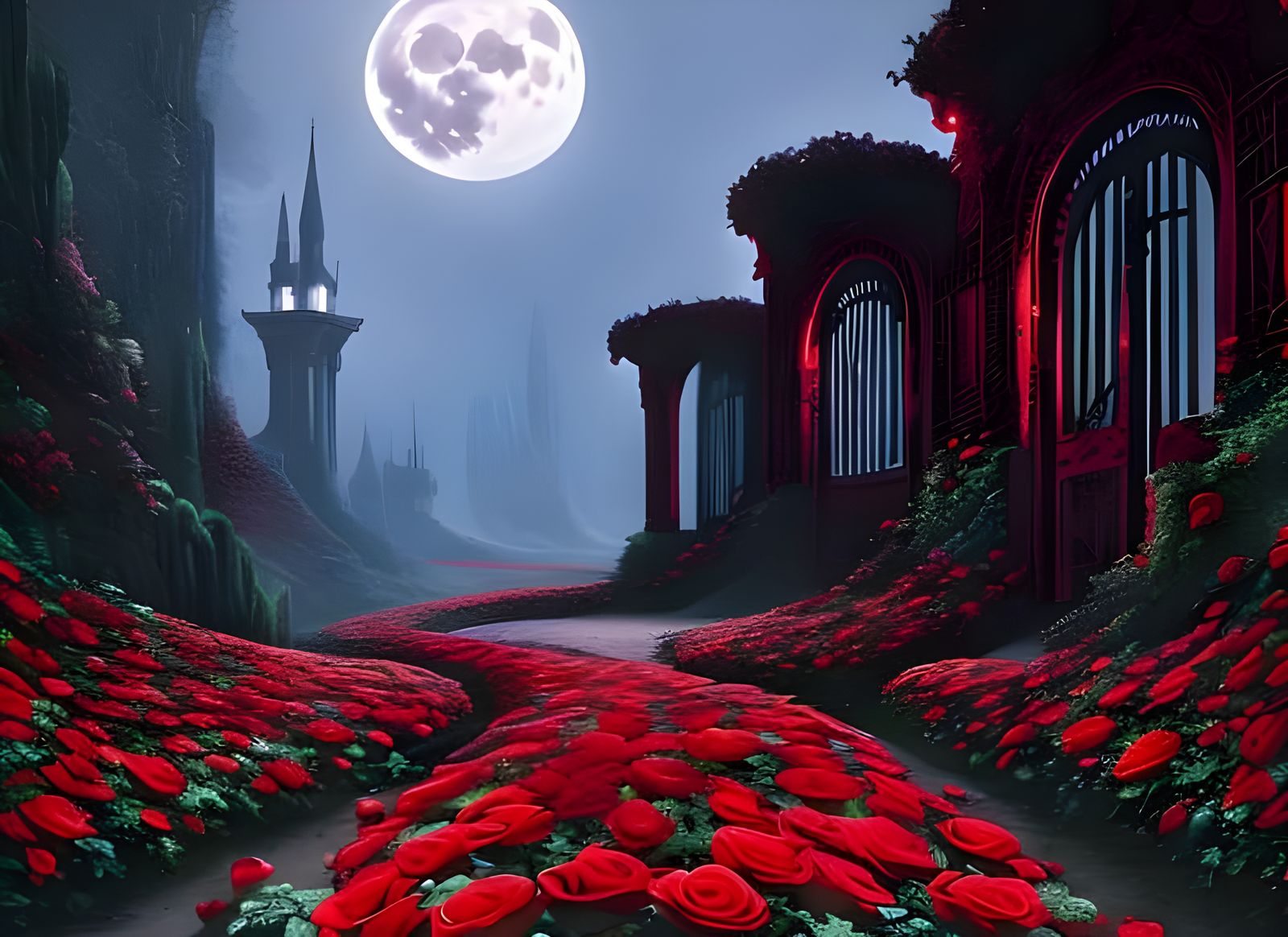 Gate of Hell in the Moonlight