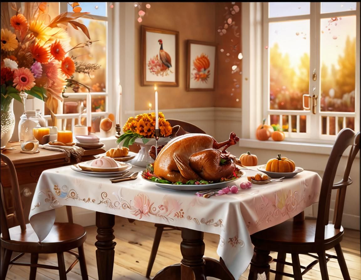 Thanksgiving Turkey in Dreamy Digital Painting Style