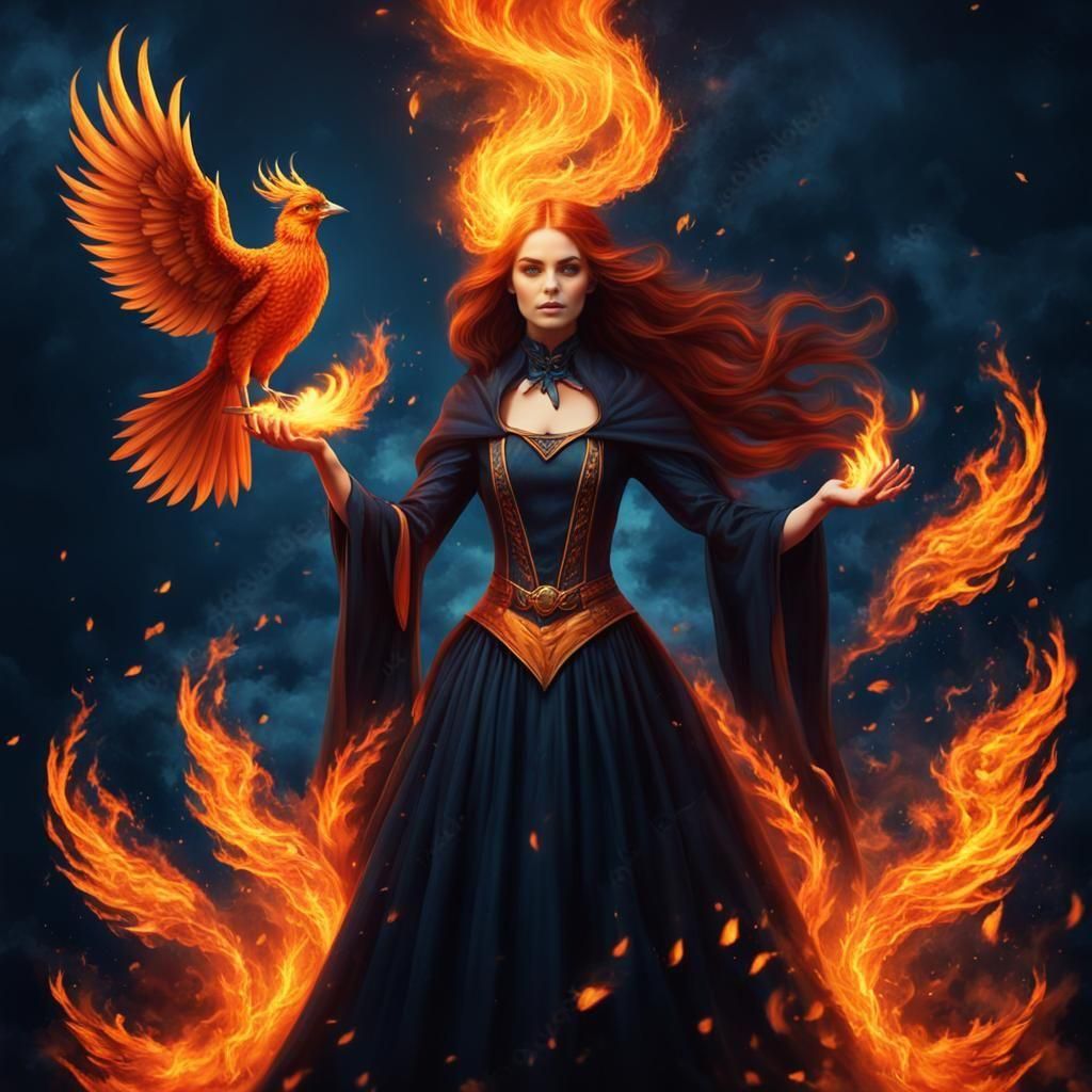 Witch Controls Fire Element as Phoenix