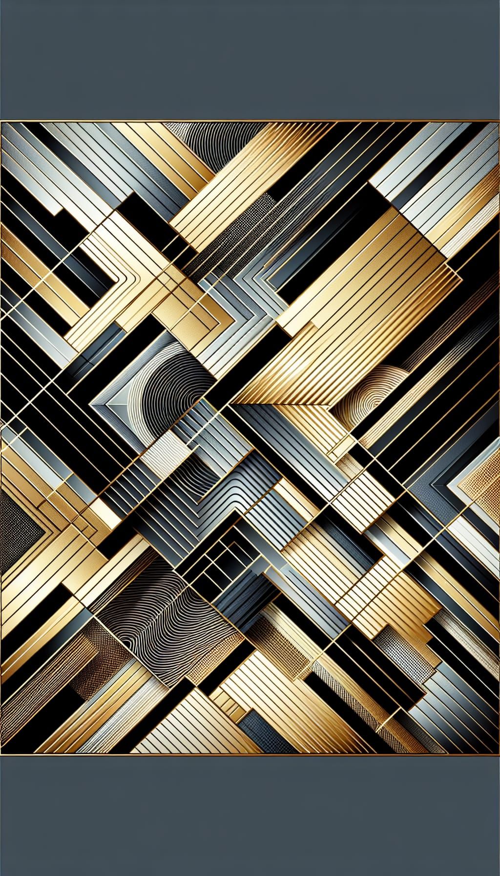 Gold and black metallic reflective, abstract pattern, sine wave, modern, geometric overlap layer background. Metalic ref...