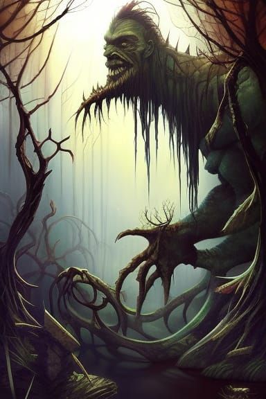 Swamp Monster Portrait in Dark Fantasy Style