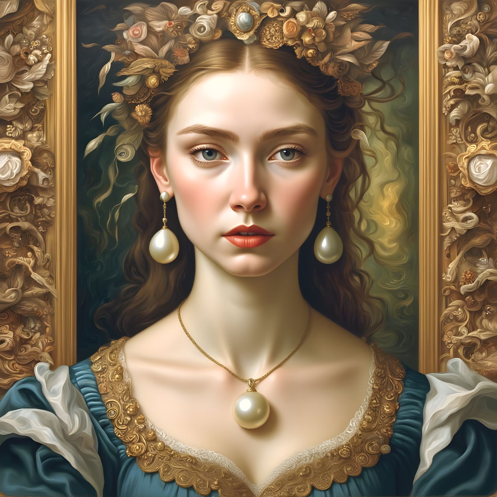 Glamorous Girl in Surrealist Oil Painting