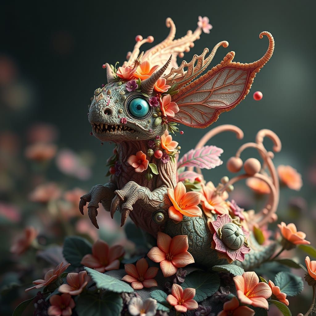 Magical Flora Creature in Detailed Matte Painting Style