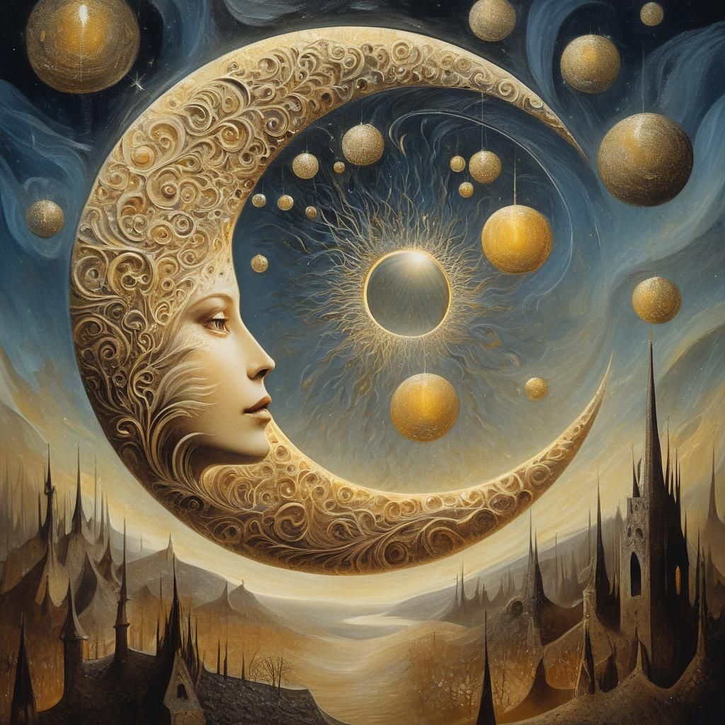Ethereal Woman in Moonlight: A Surrealist Portrait