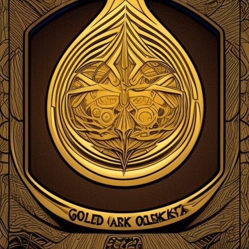 Golden Oak Emblem in Comic Book Art Style