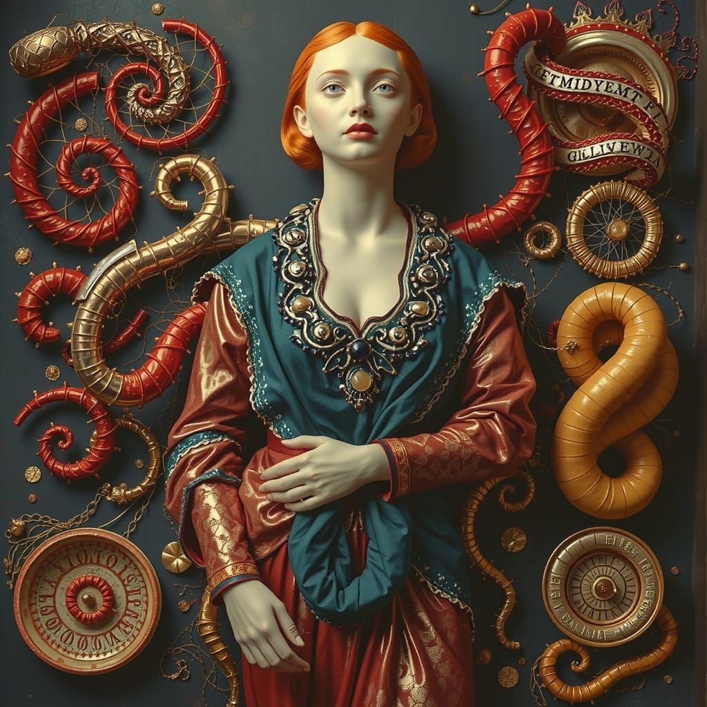 Dramatic Sculpture of Reflected Glory in Red, Gold and Black