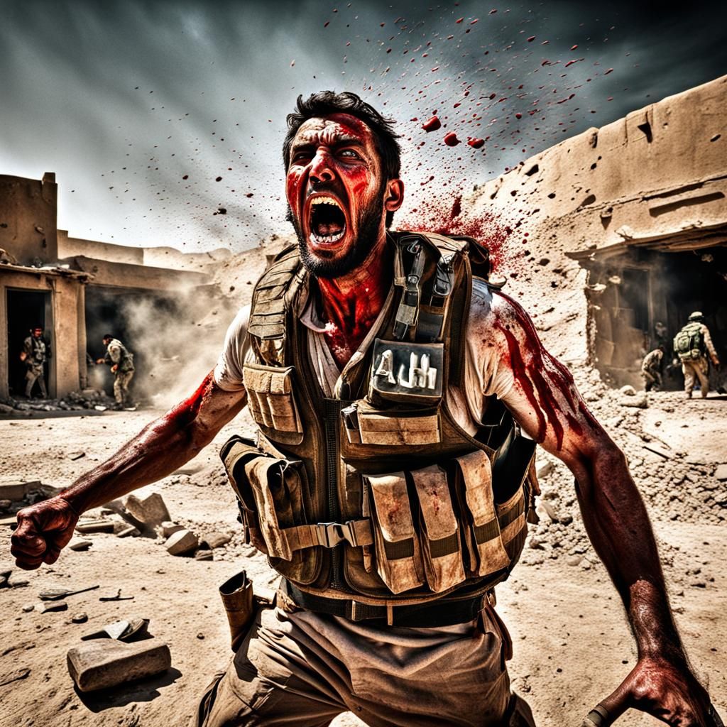 Explosive Scene in Afghanistan: Hyperrealistic Digital Art