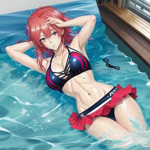 Anime Girl in Wet Bikini: Manga Key Visual
